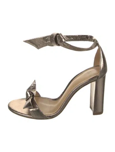Pre-owned Alexandre Birman Leather Bow Accents Sandals In Gold/metallic