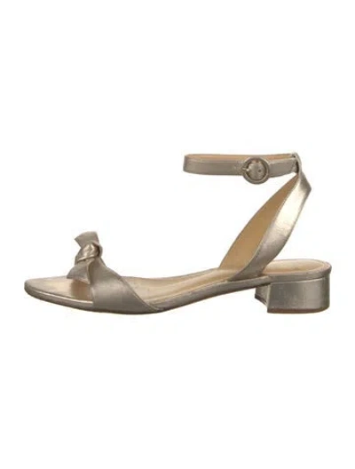 Pre-owned Alexandre Birman Leather Bow Accents Sandals In Gold/metallic