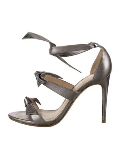Pre-owned Alexandre Birman Leather Bow Accents Sandals In Green/metallic