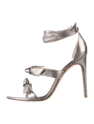 Pre-owned Alexandre Birman Leather Bow Accents Sandals In Metallic/silver