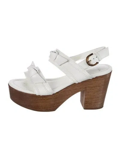 Pre-owned Alexandre Birman Leather Bow Accents Sandals In Neutrals/white