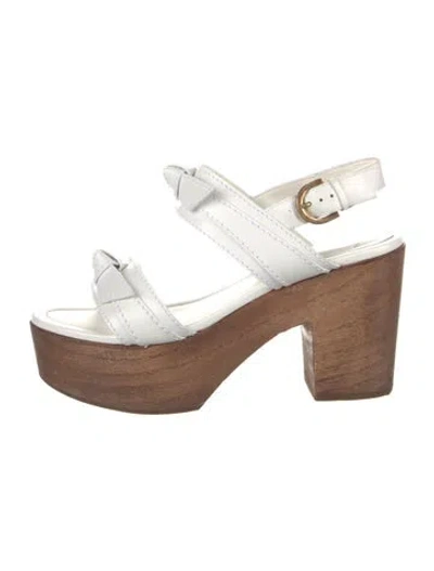 Pre-owned Alexandre Birman Leather Bow Accents Sandals In Neutrals/white