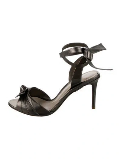 Pre-owned Alexandre Birman Leather Bow Accents Sandals In Silver