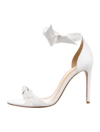 Pre-owned Alexandre Birman Leather Bow Accents Sandals In White