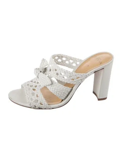 Pre-owned Alexandre Birman Leather Bow Accents Sandals In White