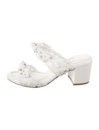 Pre-owned Alexandre Birman Leather Bow Accents Sandals In White