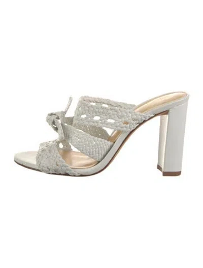 Pre-owned Alexandre Birman Leather Bow Accents Sandals In White
