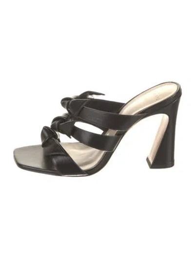 Pre-owned Alexandre Birman Leather Bow Accents Slides In Black
