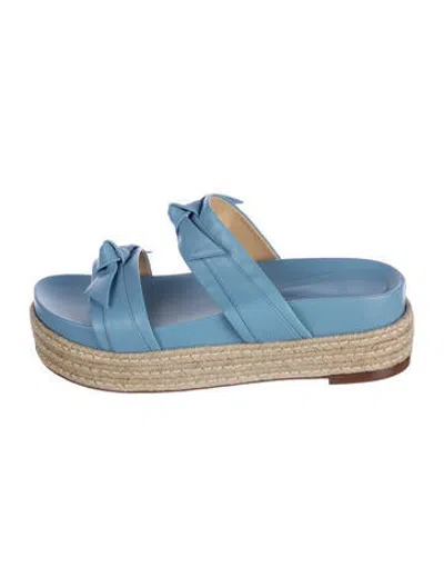 Pre-owned Alexandre Birman Leather Bow Accents Slides In Blue