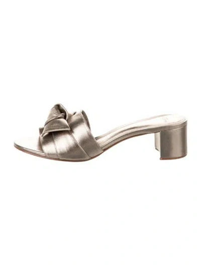 Pre-owned Alexandre Birman Leather Bow Accents Slides In Gold