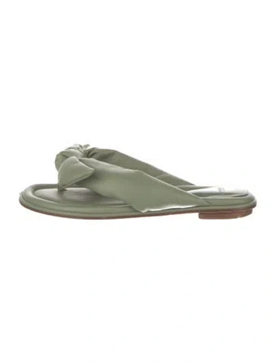 Pre-owned Alexandre Birman Leather Bow Accents Slides In Green