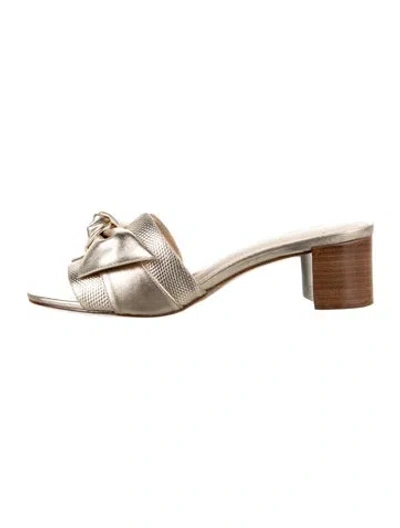 Pre-owned Alexandre Birman Leather Bow Accents Slides In Metallic/neutrals