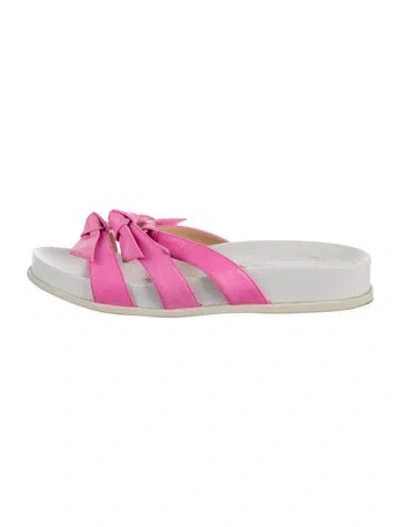 Pre-owned Alexandre Birman Leather Bow Accents Slides In Multi