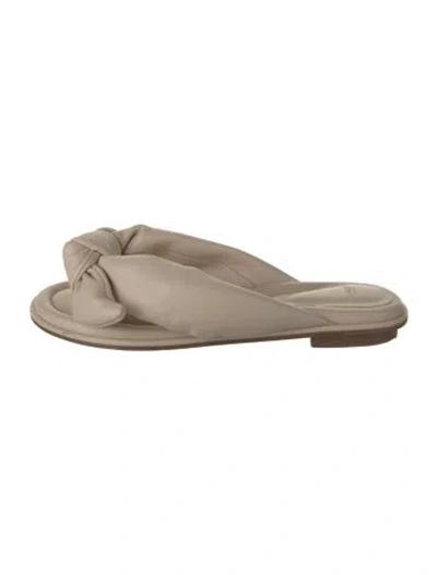 Pre-owned Alexandre Birman Leather Bow Accents Slides In Neutrals