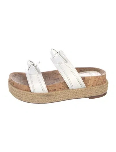 Pre-owned Alexandre Birman Leather Bow Accents Slides In Neutrals