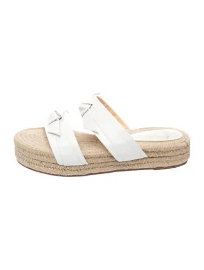 Pre-owned Alexandre Birman Leather Bow Accents Slides In Neutrals/white
