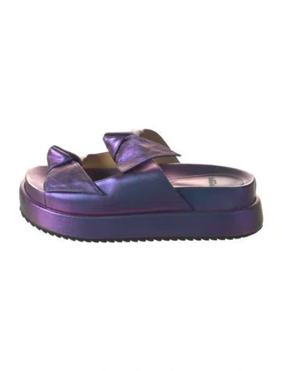 Pre-owned Alexandre Birman Leather Bow Accents Slides In Purple