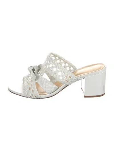 Pre-owned Alexandre Birman Leather Bow Accents Slides In White