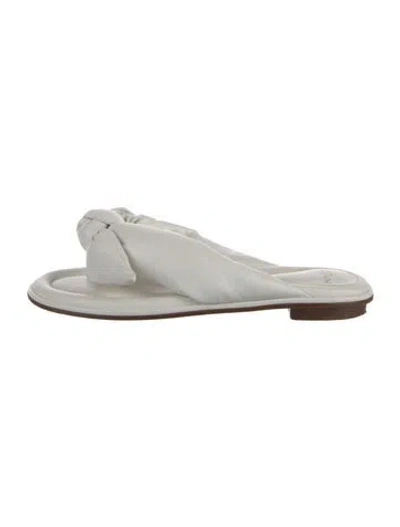 Pre-owned Alexandre Birman Leather Bow Accents Slides In White