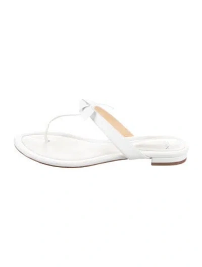 Pre-owned Alexandre Birman Leather Bow Accents Slides In White