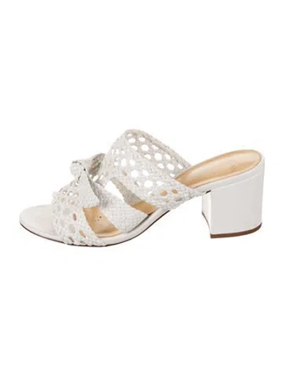 Pre-owned Alexandre Birman Leather Bow Accents Slides In White