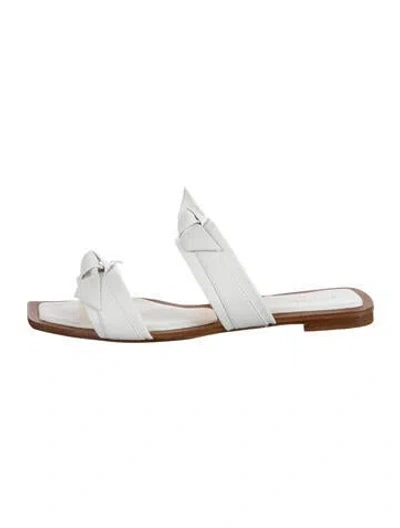 Pre-owned Alexandre Birman Leather Bow Accents Slides In White