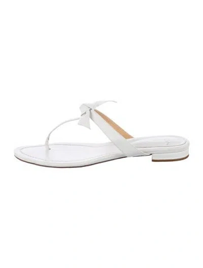 Pre-owned Alexandre Birman Leather Bow Accents Slides In White