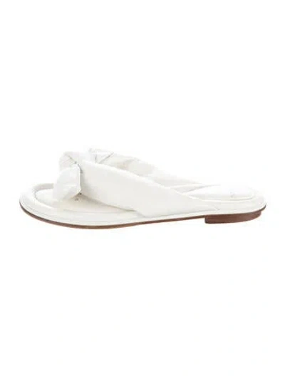 Pre-owned Alexandre Birman Leather Bow Accents Slides In White