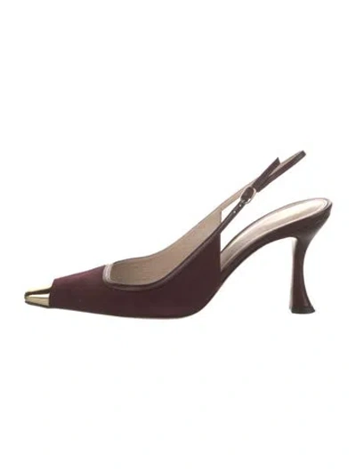 Pre-owned Alexandre Birman Leather Bow Accents Slingback Pumps In Burgundy