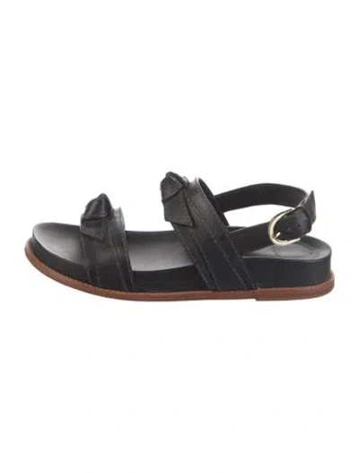 Pre-owned Alexandre Birman Leather Bow Accents Slingback Sandals In Black