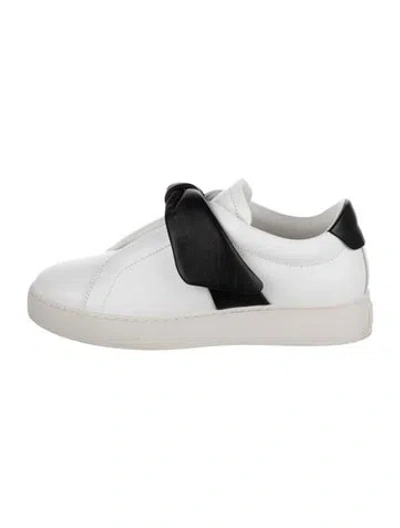 Pre-owned Alexandre Birman Leather Bow Accents Sneakers In Black/white