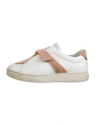 Pre-owned Alexandre Birman Leather Bow Accents Sneakers In Pink/white