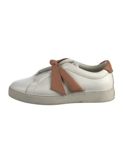 Pre-owned Alexandre Birman Leather Bow Accents Sneakers In White