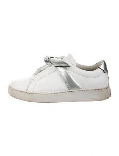 Pre-owned Alexandre Birman Leather Bow Accents Sneakers In White