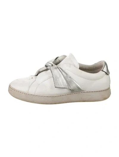 Pre-owned Alexandre Birman Leather Bow Accents Sneakers In White