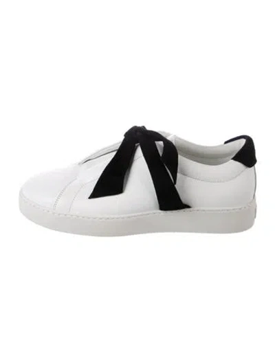 Pre-owned Alexandre Birman Leather Bow Accents Sneakers In White