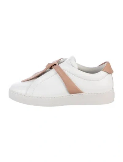Pre-owned Alexandre Birman Leather Bow Accents Sneakers In White
