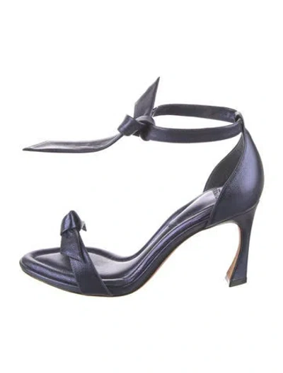 Pre-owned Alexandre Birman Leather Bow Accents T-strap Sandals In Blue