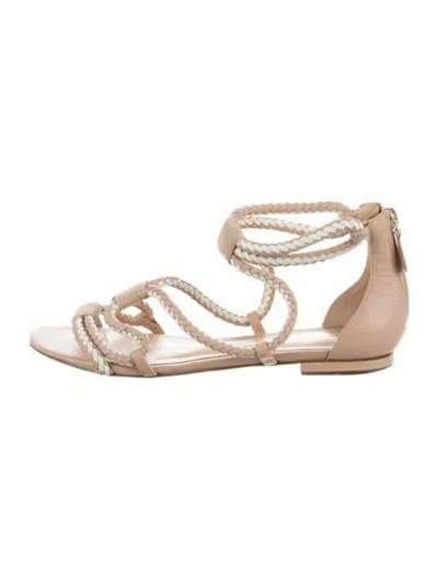 Pre-owned Alexandre Birman Leather Braided Accents Gladiator Sandals In Neutrals