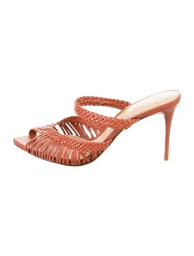 Pre-owned Alexandre Birman Leather Braided Accents Mules In Orange