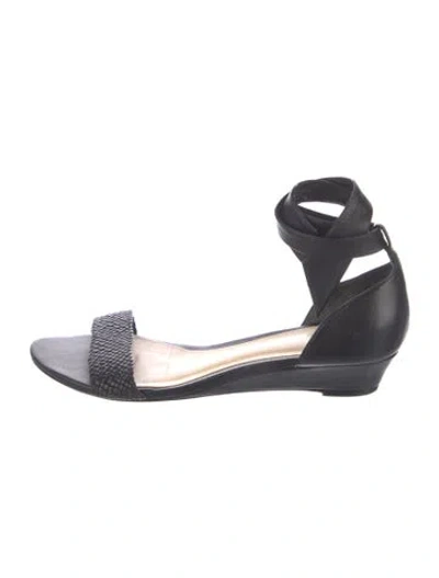 Pre-owned Alexandre Birman Leather Braided Accents Sandals In Black