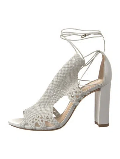 Pre-owned Alexandre Birman Leather Braided Accents Sandals In White