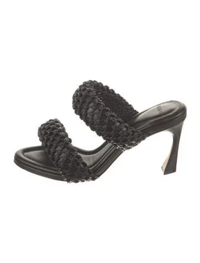 Pre-owned Alexandre Birman Leather Braided Accents Slides In Black