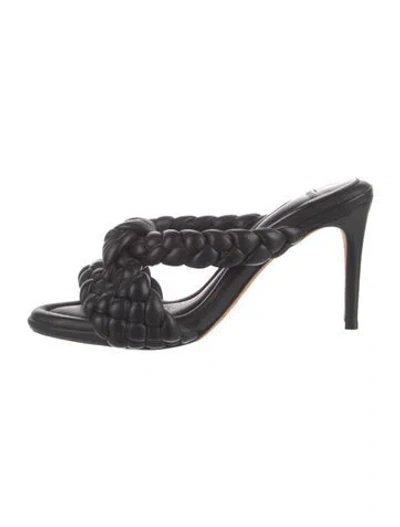 Pre-owned Alexandre Birman Leather Braided Accents Slides In Black
