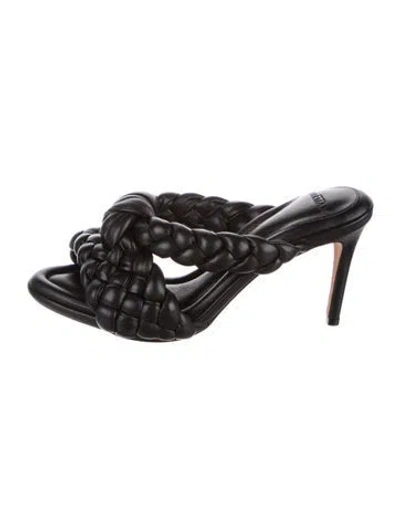 Pre-owned Alexandre Birman Leather Braided Accents Slides In Black