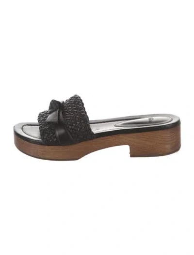 Pre-owned Alexandre Birman Leather Braided Accents Slides In Black