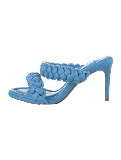 Pre-owned Alexandre Birman Leather Braided Accents Slides In Blue