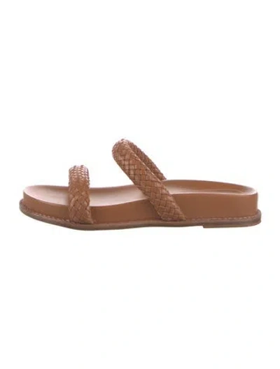 Pre-owned Alexandre Birman Leather Braided Accents Slides In Brown