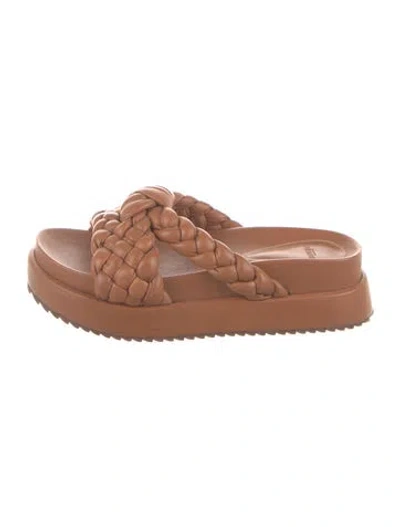 Pre-owned Alexandre Birman Leather Braided Accents Slides In Brown