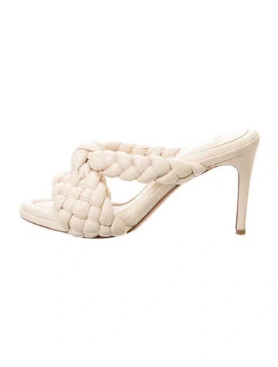 Pre-owned Alexandre Birman Leather Braided Accents Slides In Neutral